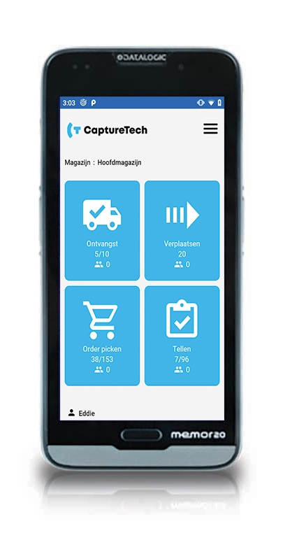 CaptureTech Connect mobile application on a handheld device ICT logistiek