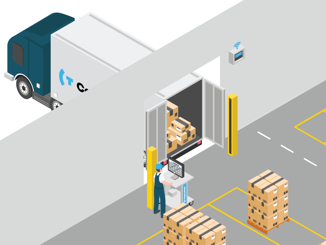 Warehouse worker receiving goods: goods receiving.
