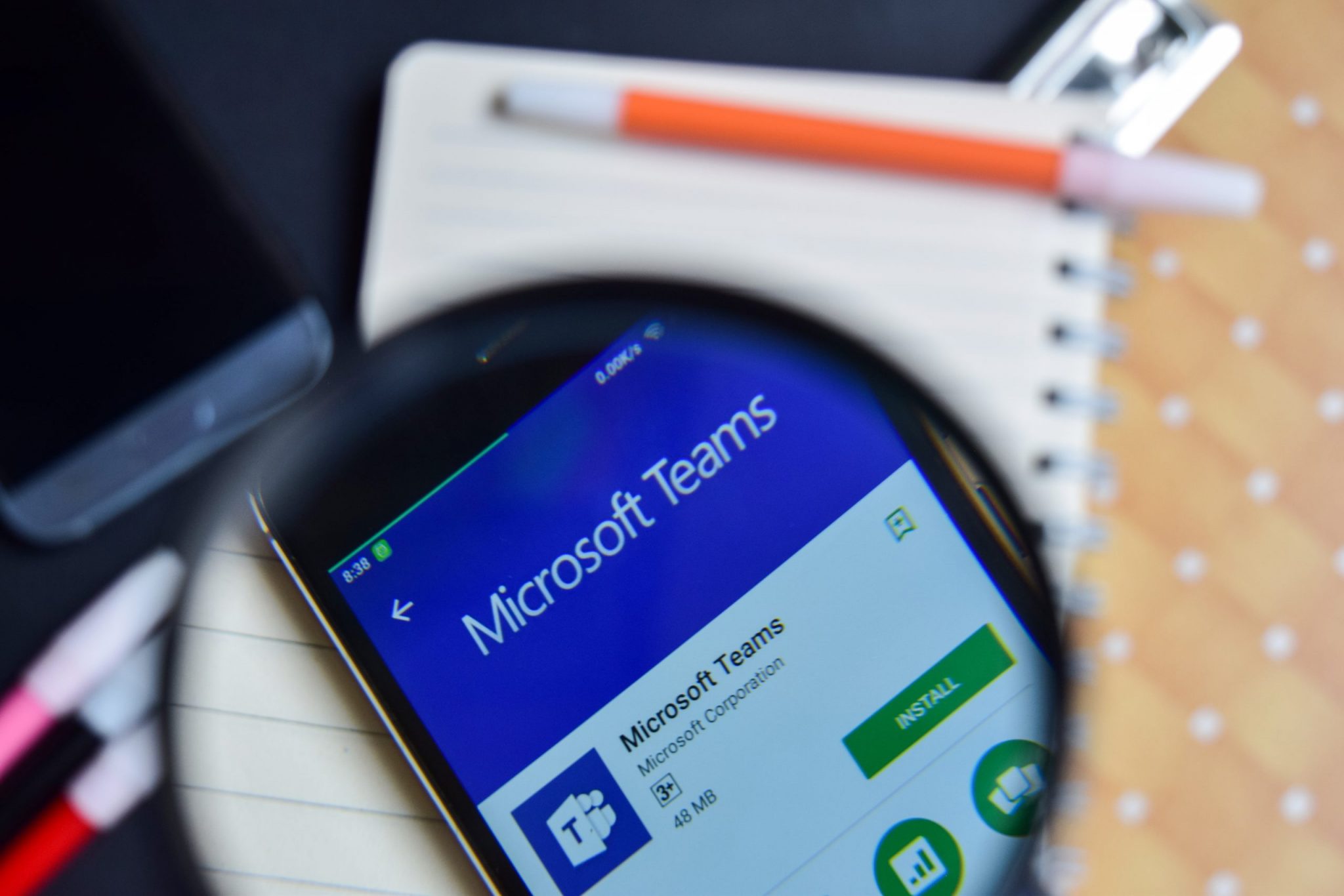 microsoft teams application showing on a smartphone