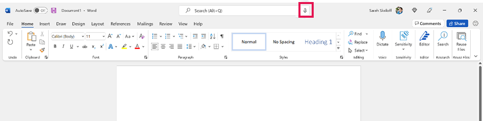 voice commands for microsoft word
