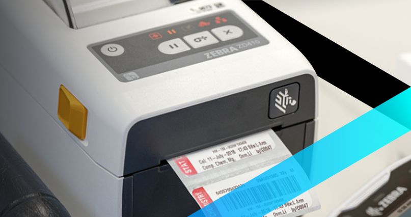 Zebra printer printing a label