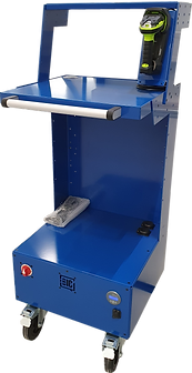Blue mobile workstation as warehouse trolley